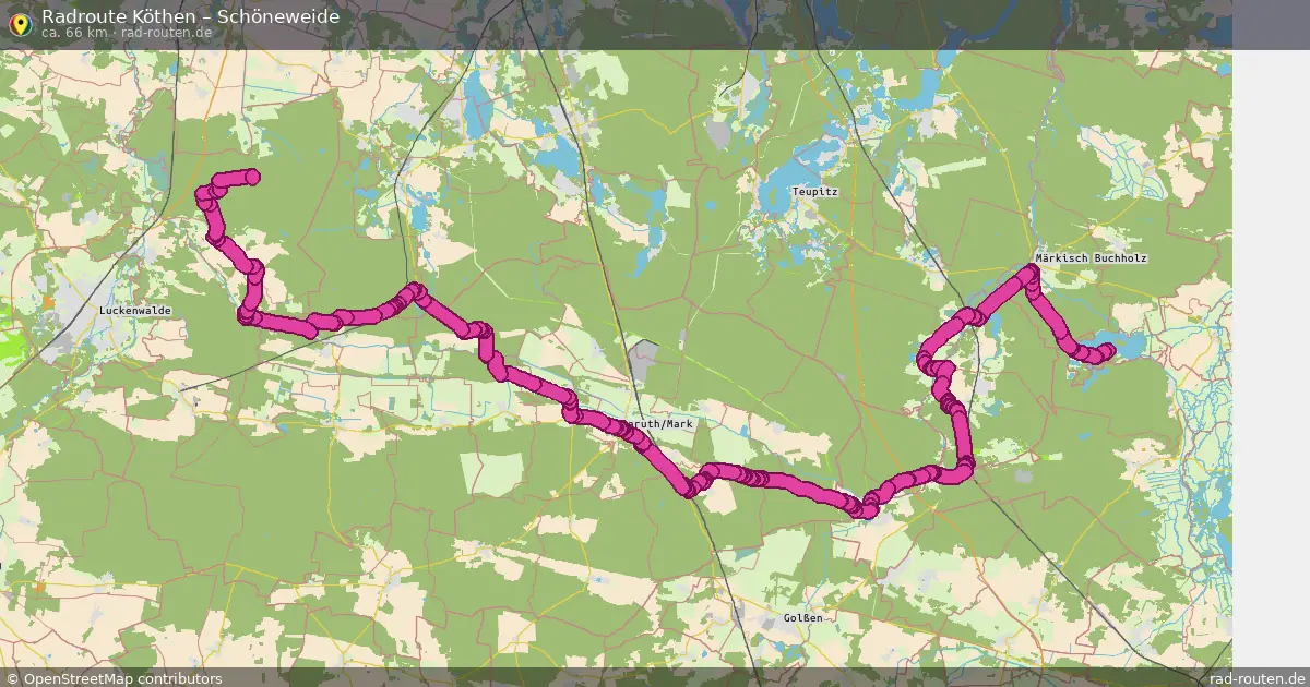 Fahrradroute Köthen – Schöneweide (66 km) – Rad-Routen.de
