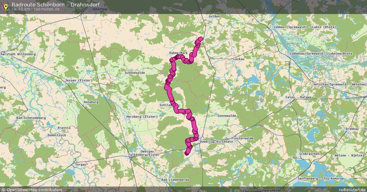 Fahrradroute Schönborn – Drahnsdorf (55 km) – Rad-Routen.de