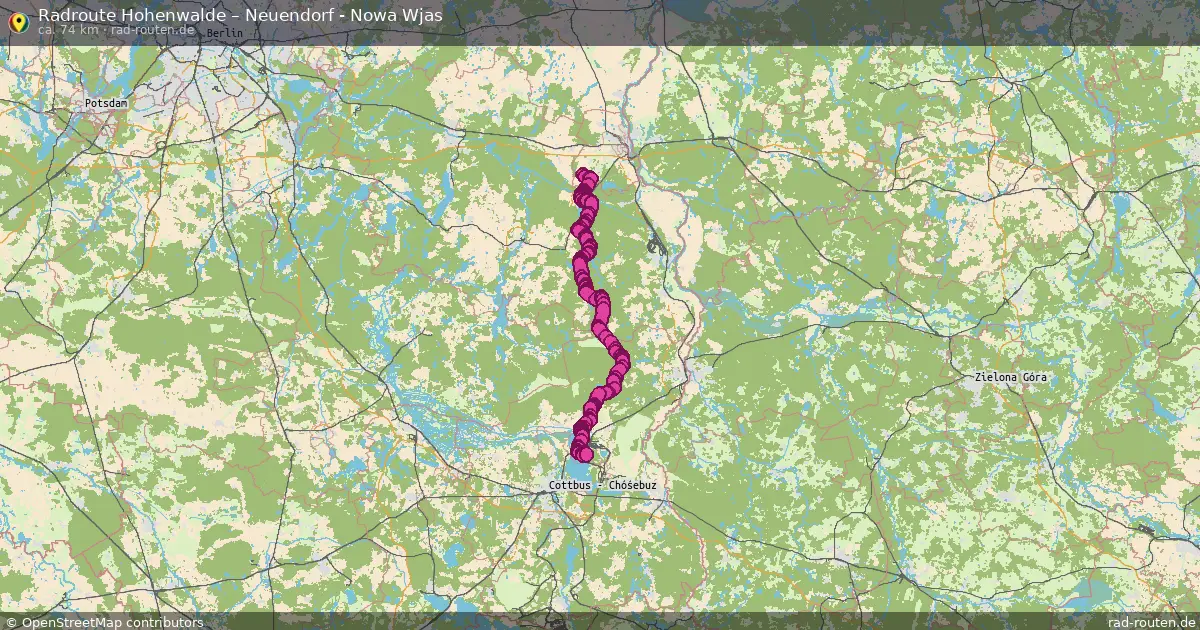 Fahrradroute Hohenwalde – Neuendorf - Nowa Wjas (74 km) – Rad-Routen.de