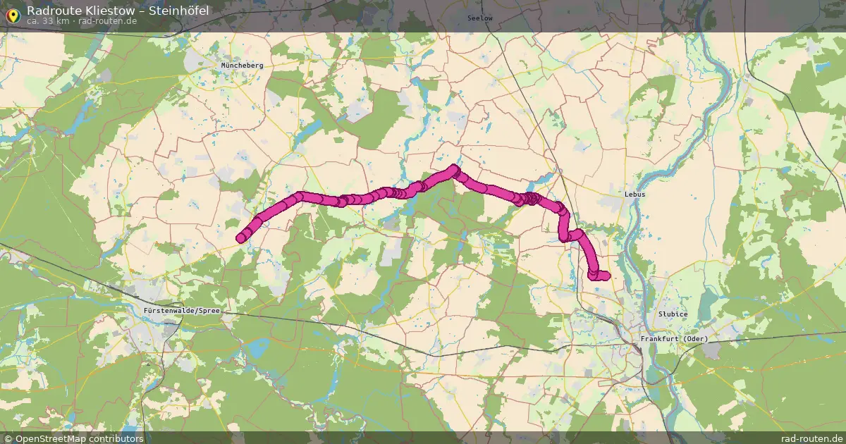Fahrradroute Kliestow – Steinhöfel (33 km) – Rad-Routen.de