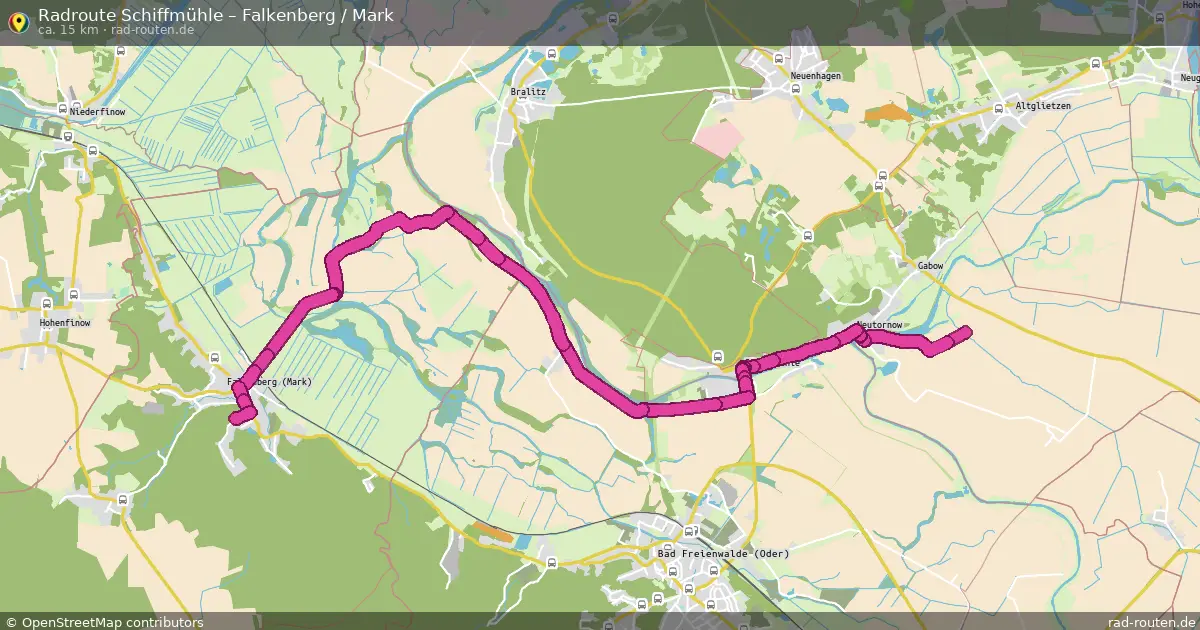 Fahrradroute Schiffmühle – Falkenberg   Mark (15 km) – Rad-Routen.de