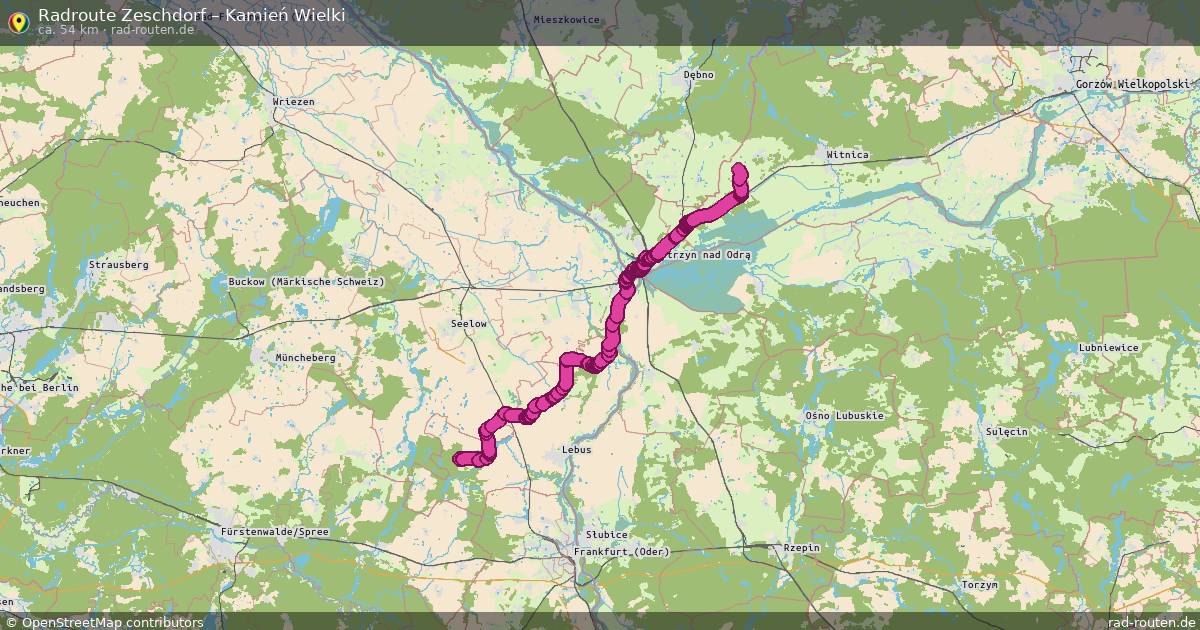 Fahrradroute Zeschdorf – Kamień Wielki