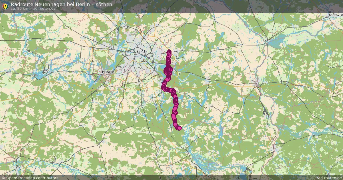 Fahrradroute von Neuenhagen bei Berlin nach Köthen