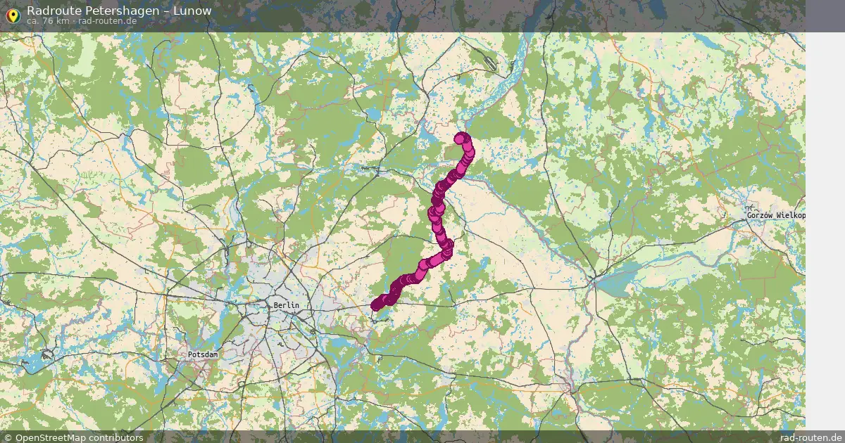 Fahrradroute von Petershagen nach Lunow