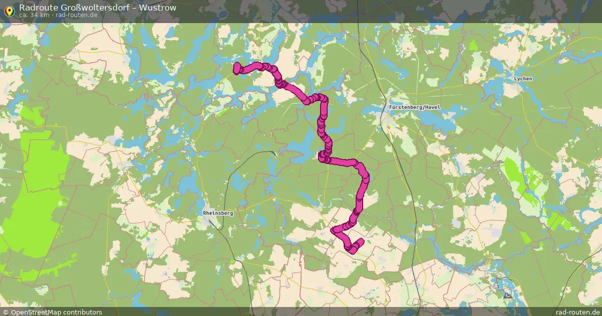 Fahrradroute Großwoltersdorf – Wustrow (34 km) – Rad-Routen.de