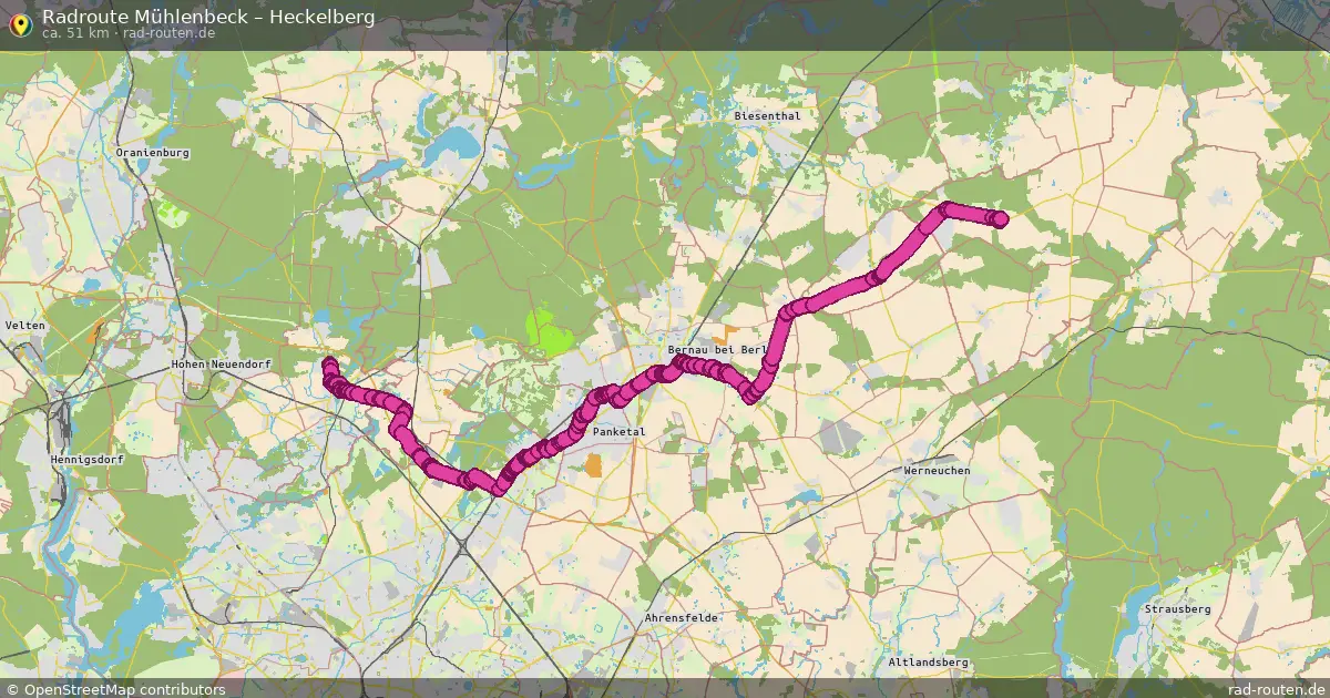 Fahrradroute Mühlenbeck – Heckelberg (51 km) – Rad-Routen.de