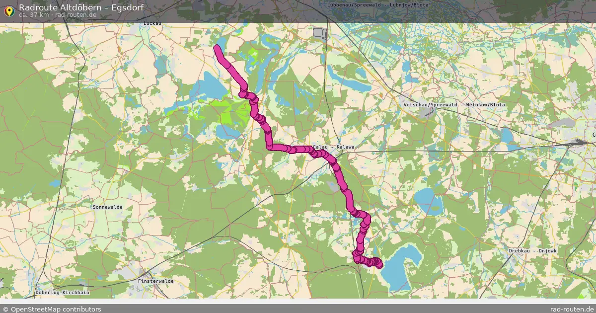 Fahrradroute Altdöbern – Egsdorf (37 km) – Rad-Routen.de