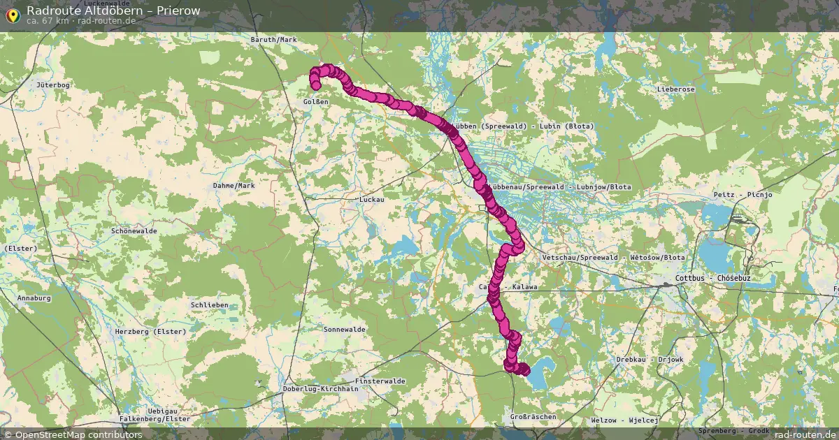 Fahrradroute Altdöbern – Prierow (67 km) – Rad-Routen.de