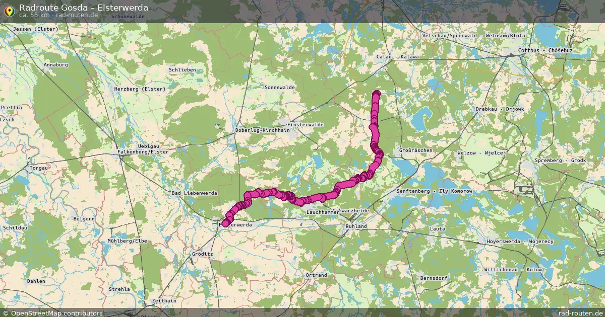 Fahrradroute Gosda – Elsterwerda (55 km) – Rad-Routen.de