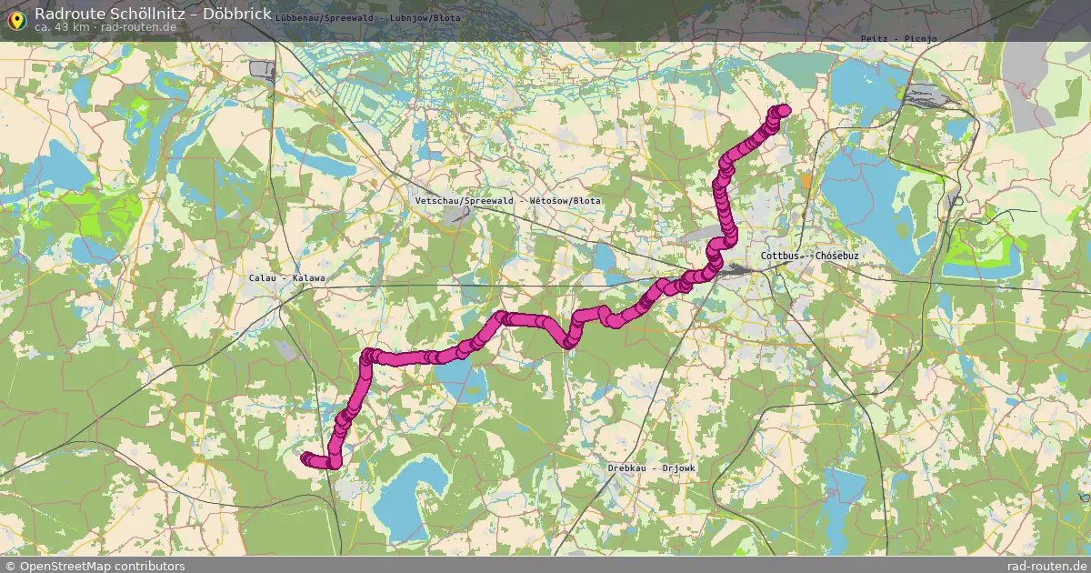 Fahrradroute Schöllnitz – Döbbrick (43 km) – Rad-Routen.de