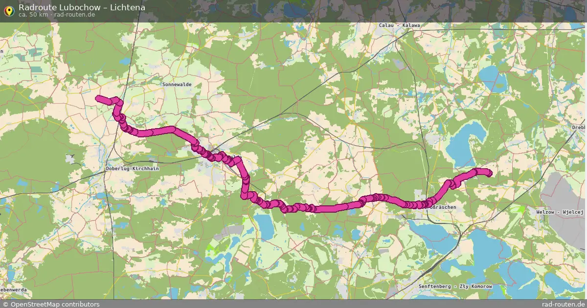 Fahrradroute Lubochow – Lichtena (50 km) – Rad-Routen.de