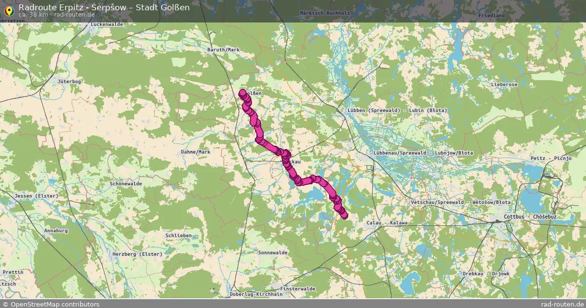 Radtour Erpitz - Śerpšow – Stadt Golßen