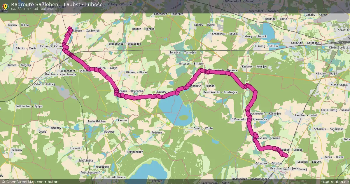 Fahrradroute Saßleben – Laubst - Lubošc (31 km) – Rad-Routen.de
