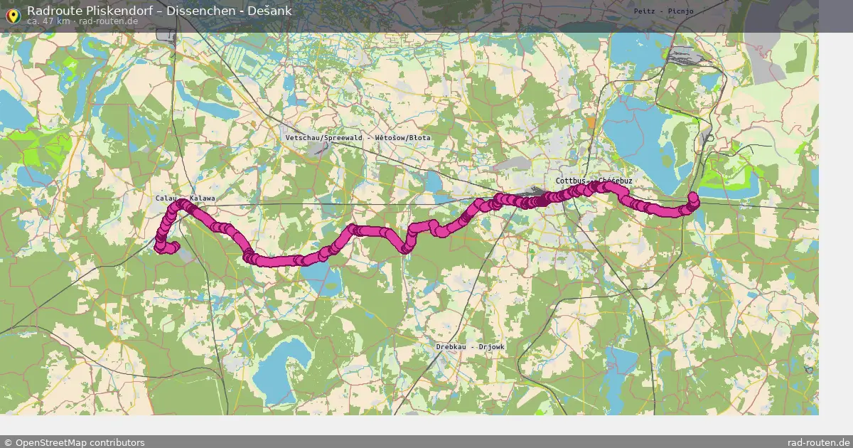 Fahrradroute Pliskendorf – Dissenchen - Dešank (47 km) – Rad-Routen.de