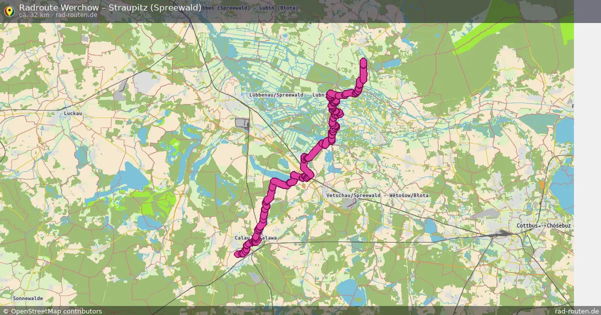 Fahrradroute Werchow – Straupitz (Spreewald) (32 km) – Rad-Routen.de