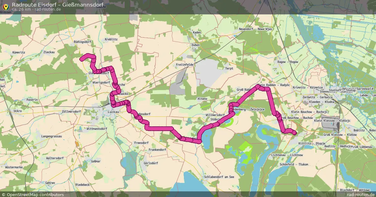 Fahrradroute Eisdorf – Gießmannsdorf (26 km) – Rad-Routen.de