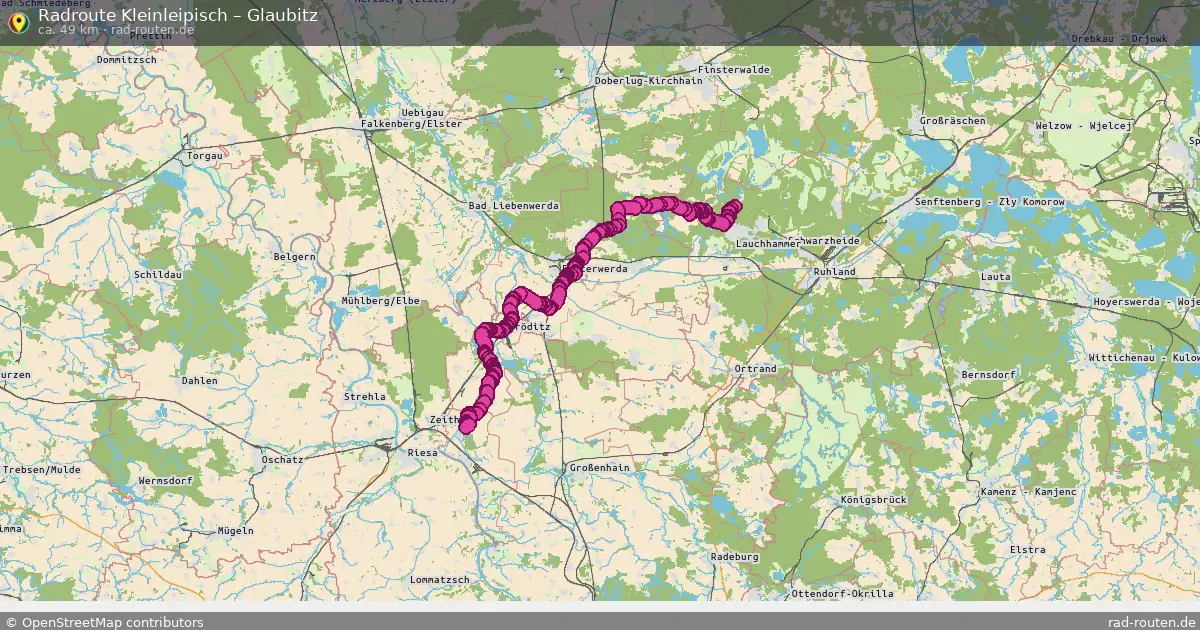 Fahrradroute Kleinleipisch – Glaubitz (49 km) – Rad-Routen.de