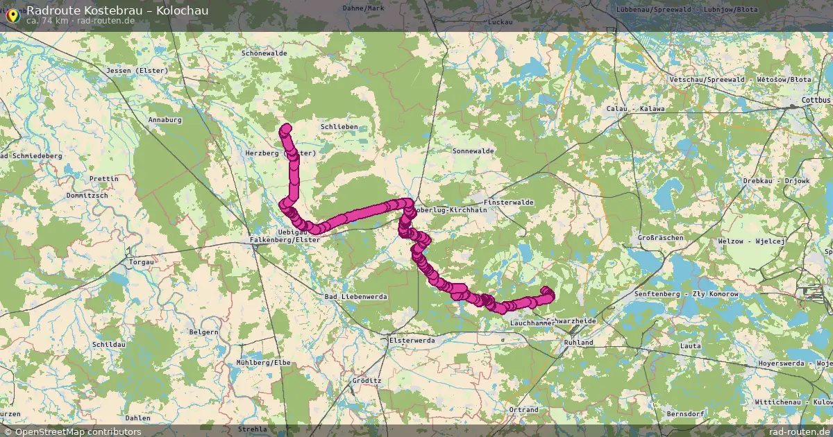 Fahrradroute Kostebrau – Kolochau (74 km) – Rad-Routen.de