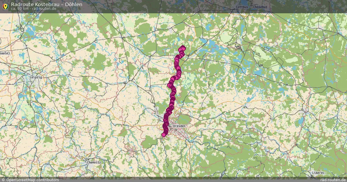 Fahrradroute Kostebrau – Döhlen (92 km) – Rad-Routen.de