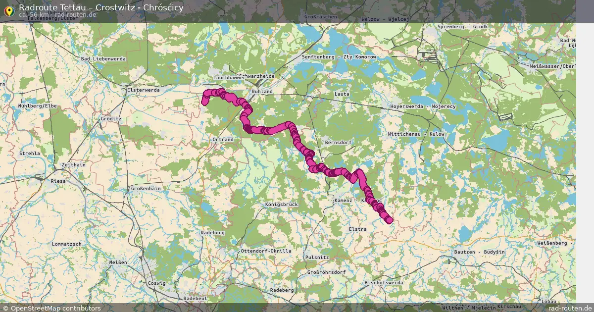 Fahrradroute Tettau – Crostwitz - Chrósćicy (56 km) – Rad-Routen.de