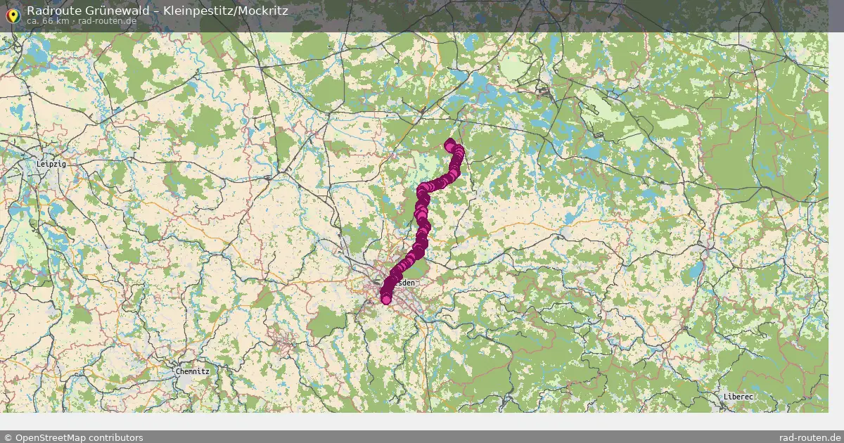 Fahrradroute Grünewald – Kleinpestitz Mockritz (66 km) – Rad-Routen.de