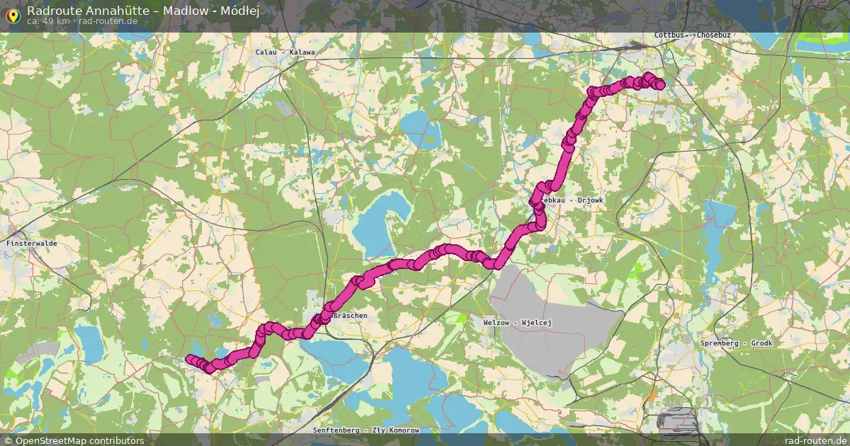 Radtour Annahütte – Madlow - Módłej