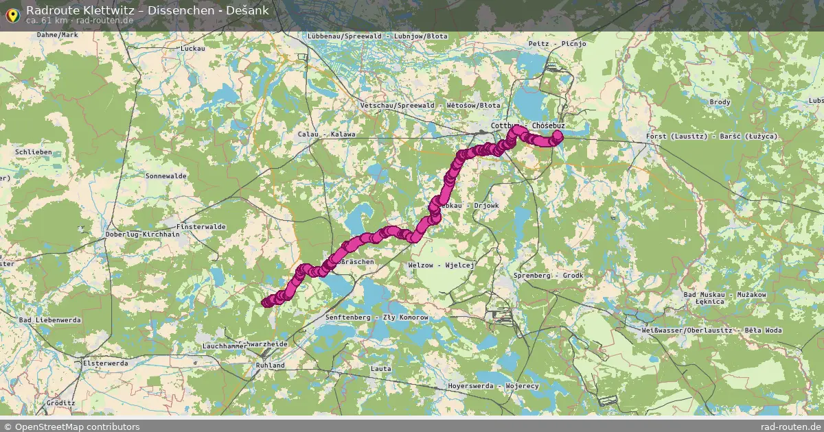 Radtour Klettwitz – Dissenchen - Dešank