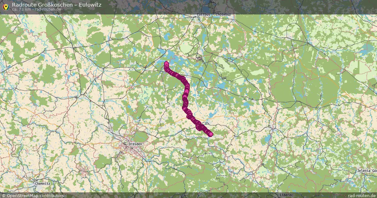 Fahrradroute Großkoschen – Eulowitz (73 km) – Rad-Routen.de