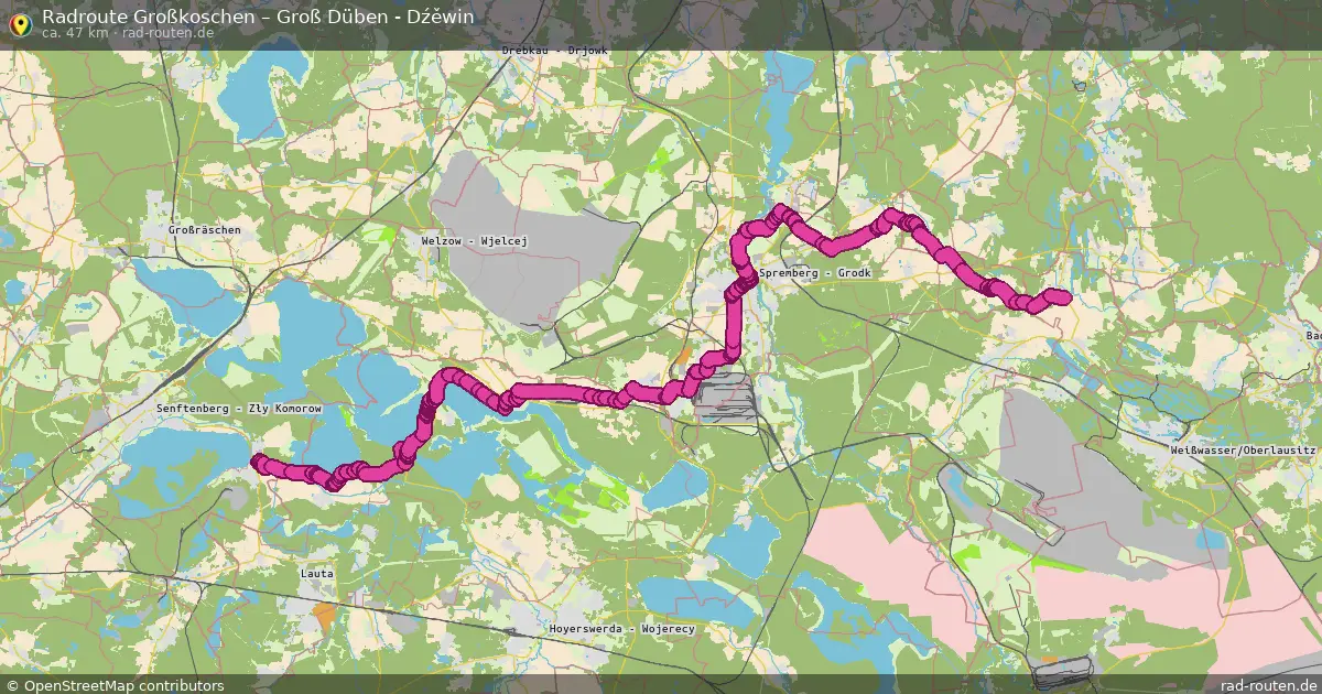 Radtour Großkoschen – Groß Düben - Dźěwin