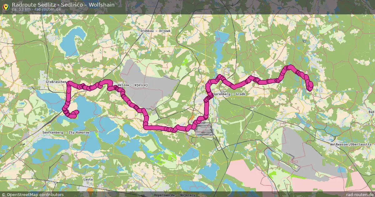 Fahrradroute Sedlitz - Sedlišćo – Wolfshain (53 km) – Rad-Routen.de