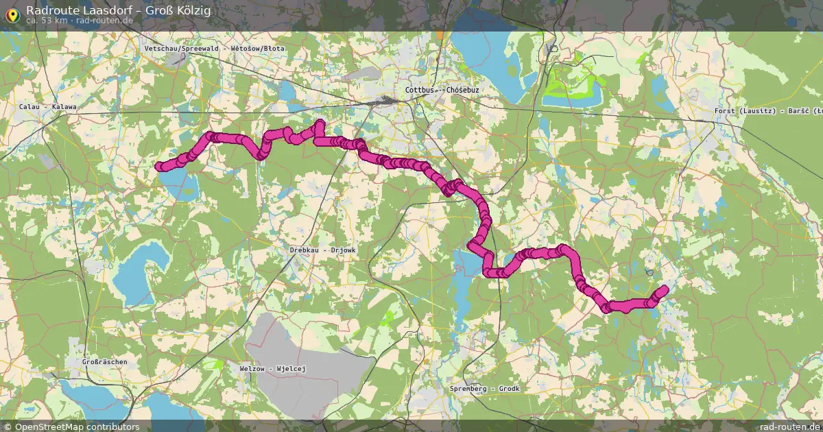 Fahrradroute Laasdorf – Groß Kölzig (53 km) – Rad-Routen.de