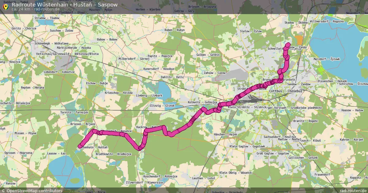 Radtour Wüstenhain - Huštań – Saspow