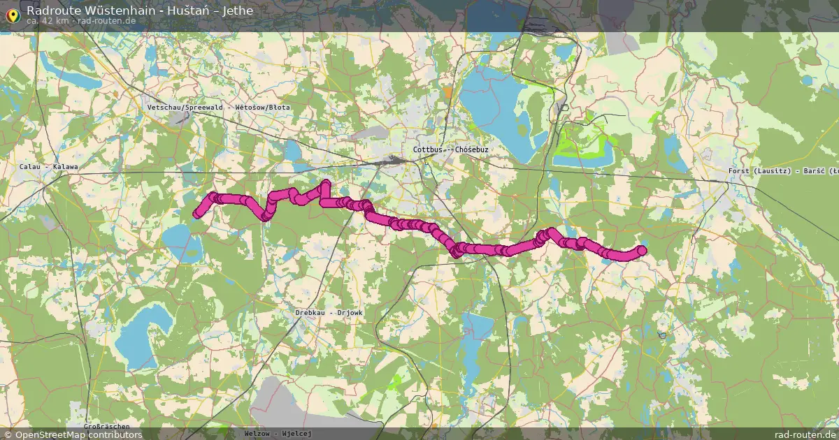Radtour Wüstenhain - Huštań – Jethe