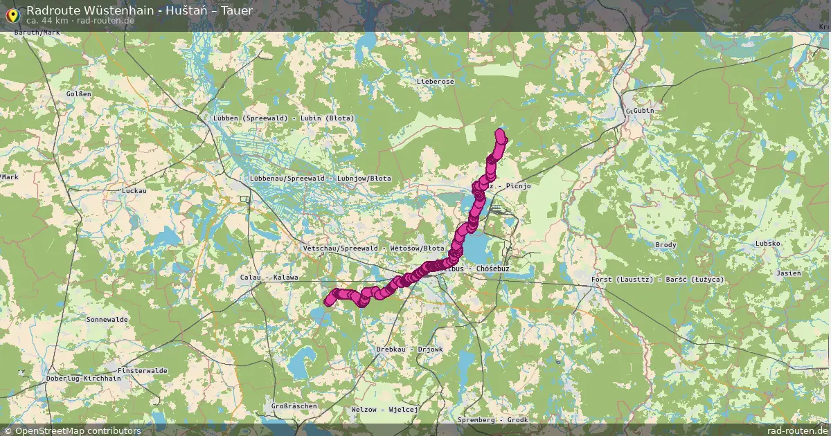 Radtour Wüstenhain - Huštań – Tauer