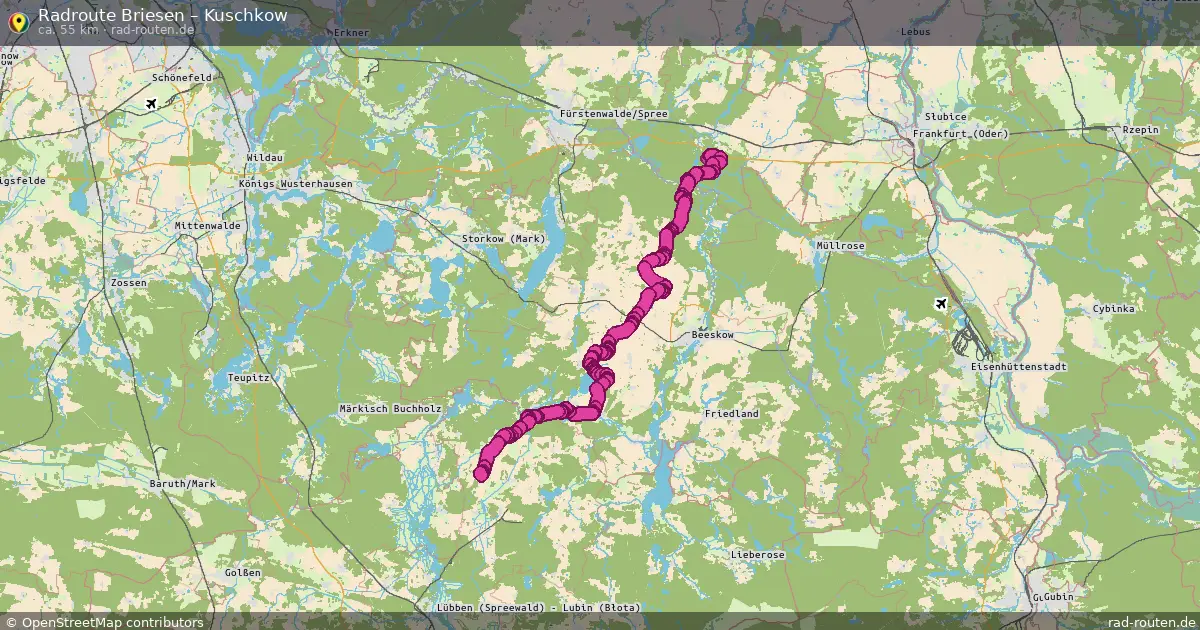 Fahrradroute Briesen – Kuschkow (55 km) – Rad-Routen.de