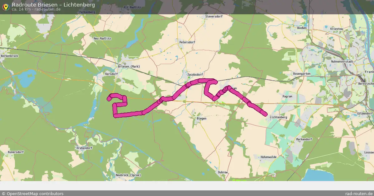 Fahrradroute Briesen – Lichtenberg (14 km) – Rad-Routen.de