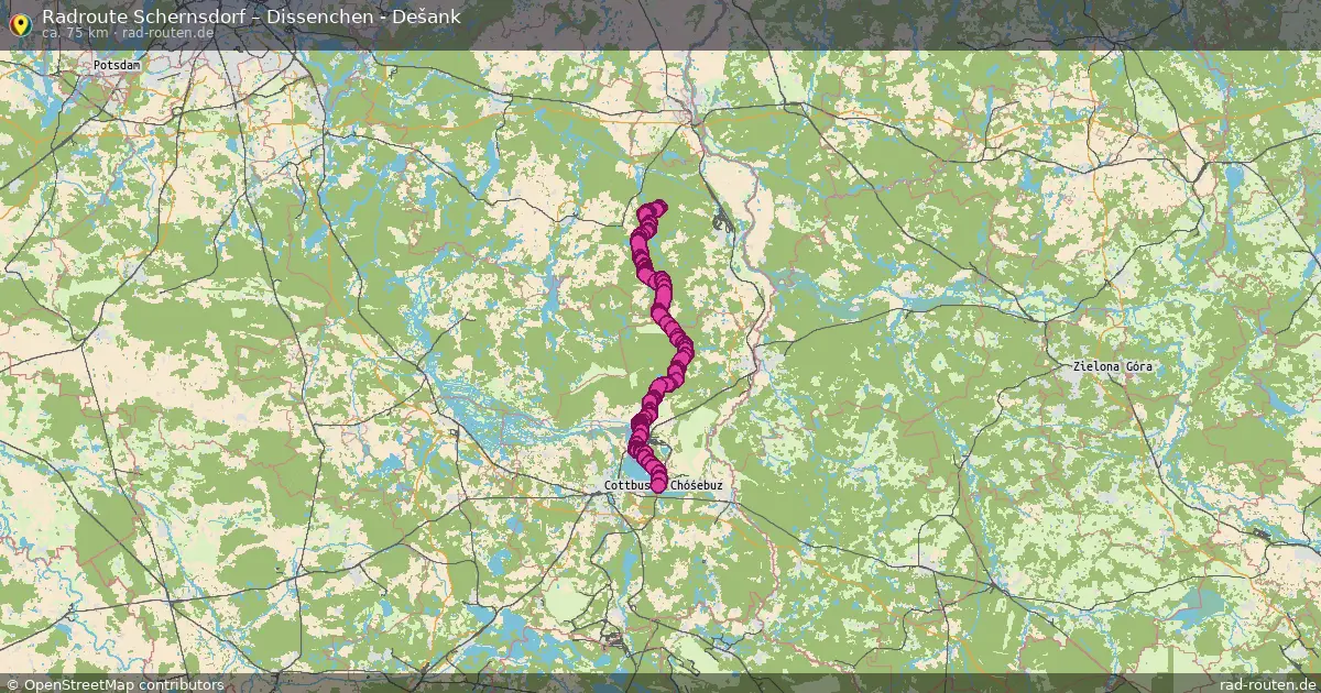 Radtour Schernsdorf – Dissenchen - Dešank