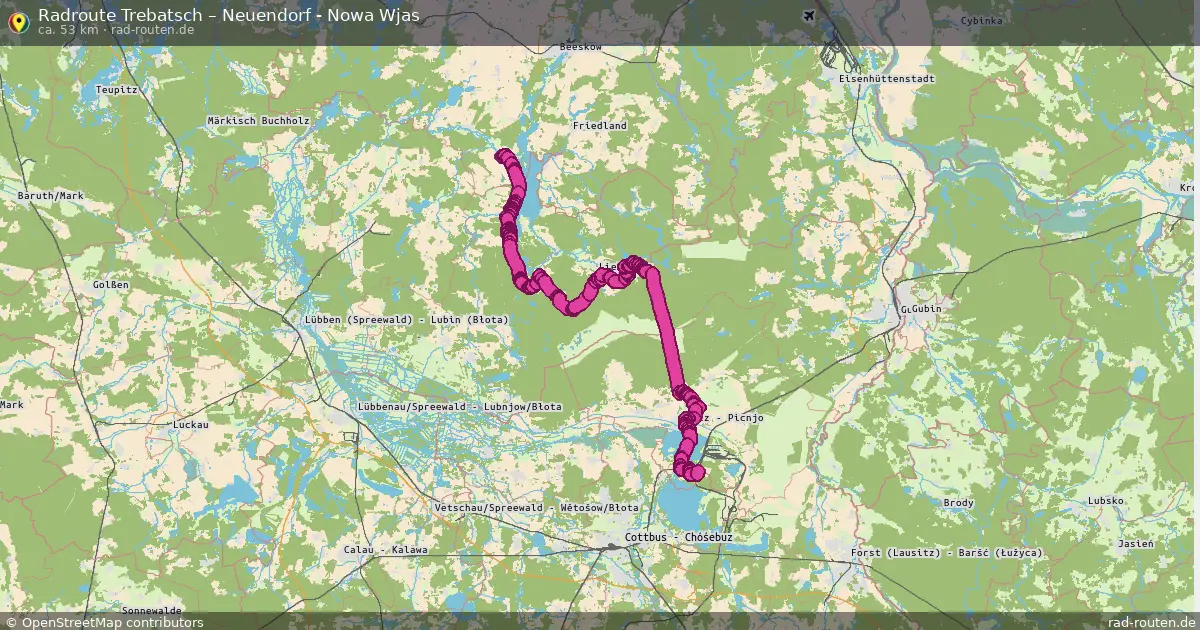 Fahrradroute Trebatsch – Neuendorf - Nowa Wjas