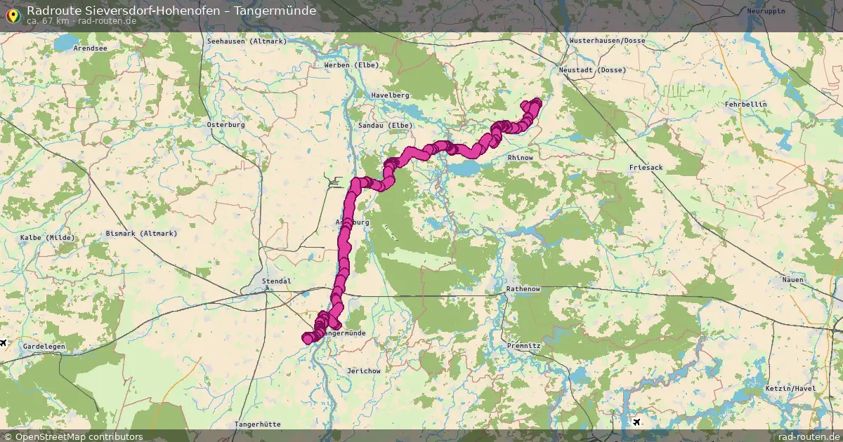 Fahrradroute Sieversdorf-Hohenofen – Tangermünde