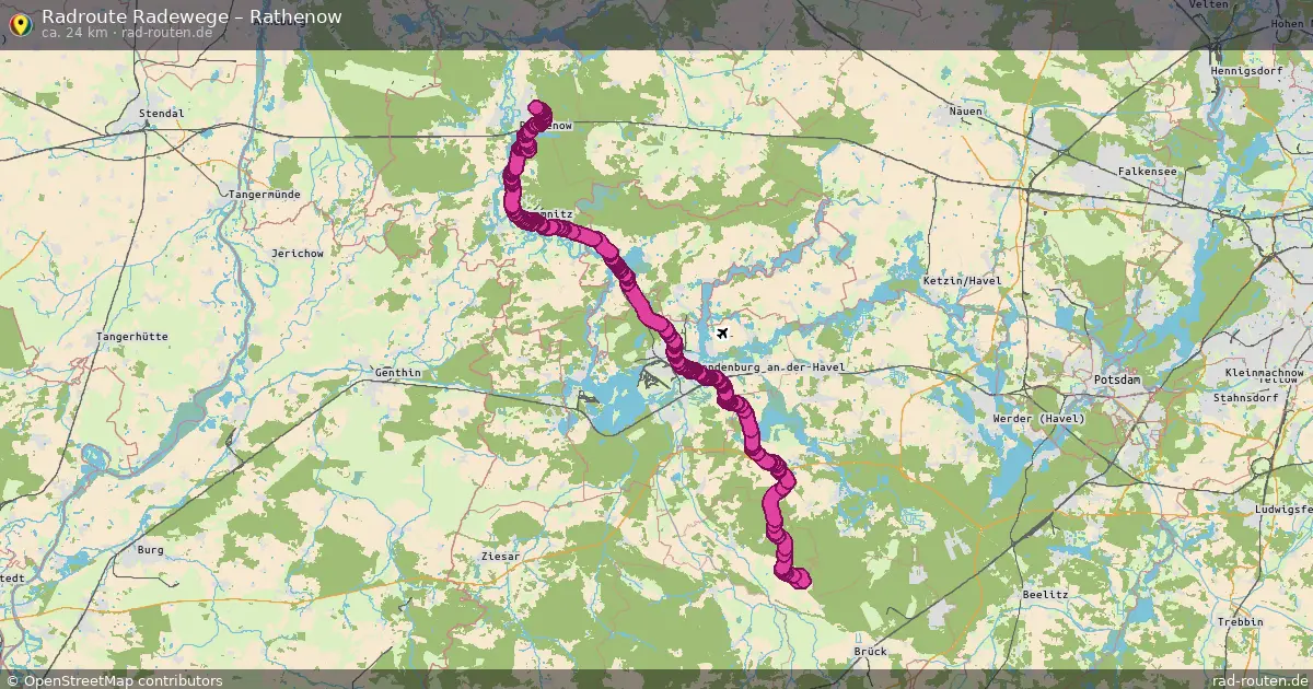 Fahrradroute Radewege – Rathenow (24 km) – Rad-Routen.de