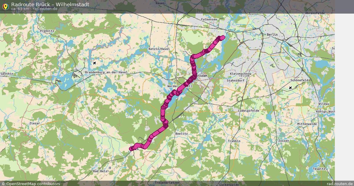 Fahrradroute Brück – Wilhelmstadt (63 km) – Rad-Routen.de