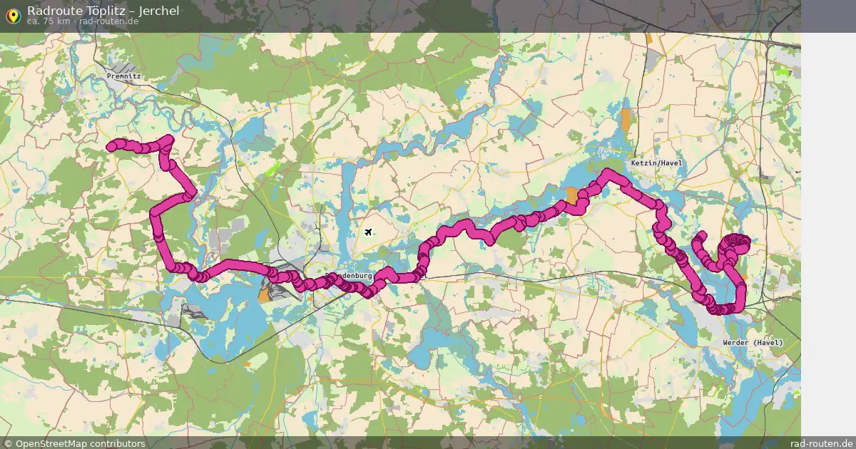 Fahrradroute Töplitz – Jerchel (75 km) – Rad-Routen.de