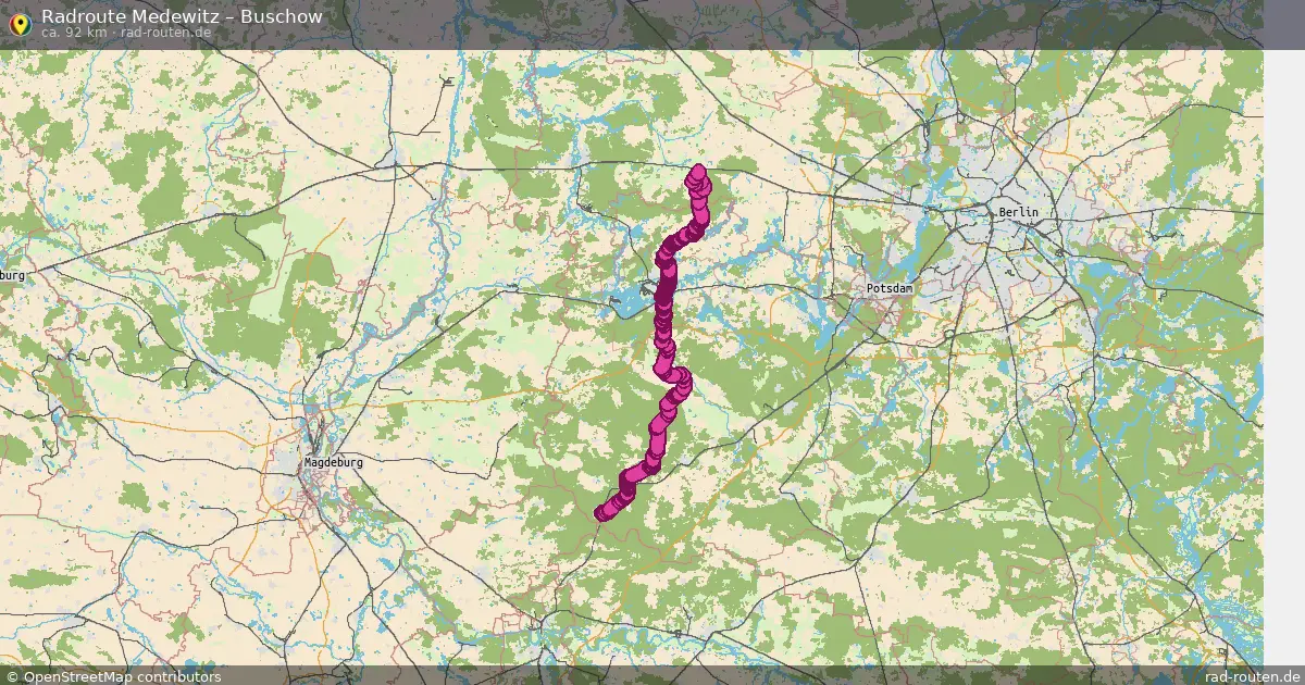 Fahrradroute von Medewitz nach Buschow