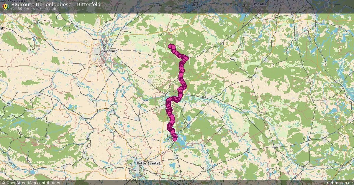 Fahrradroute von Hohenlobbese nach Bitterfeld