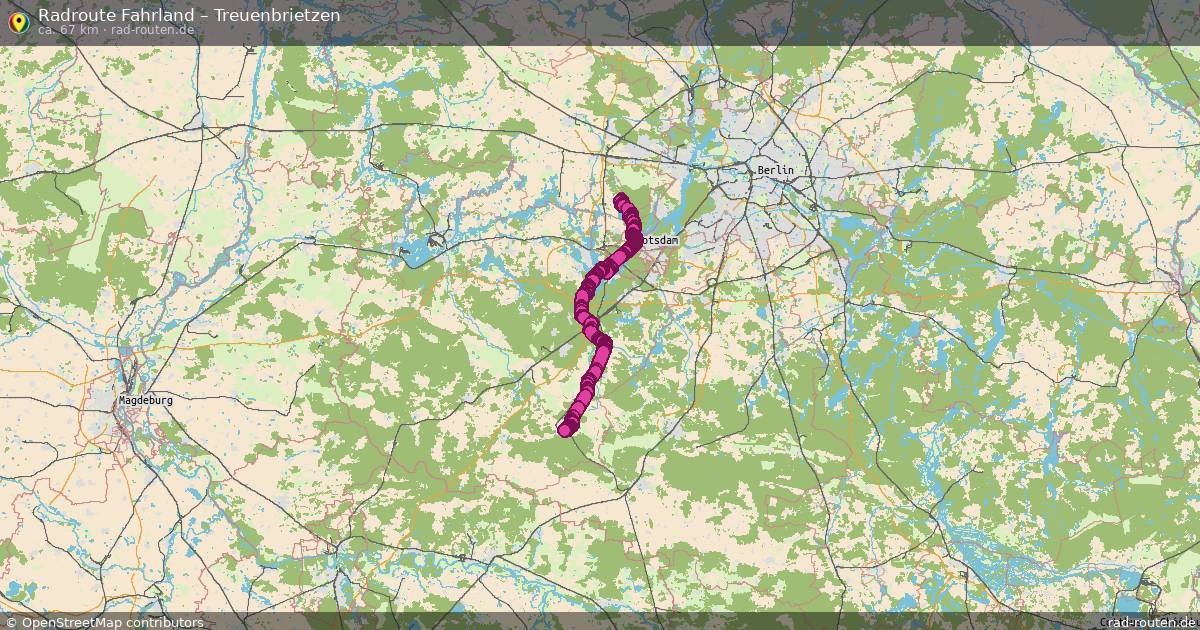 Fahrradroute Fahrland – Treuenbrietzen (67 km) – Rad-Routen.de