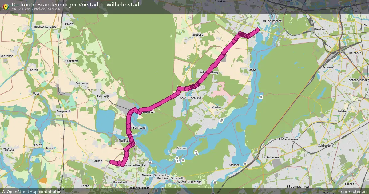Fahrradroute Nauener Vorstadt – Wilhelmstadt (20 km) – Rad-Routen.de