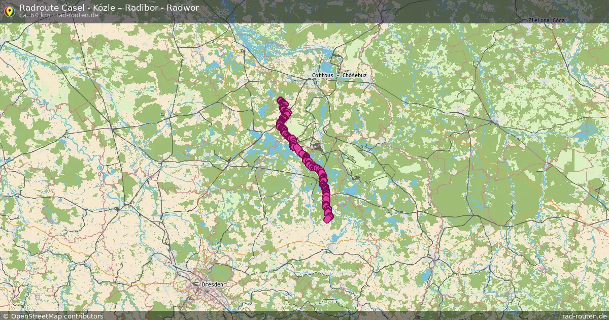 Fahrradroute Casel - Kózle – Radibor - Radwor (64 km) – Rad-Routen.de