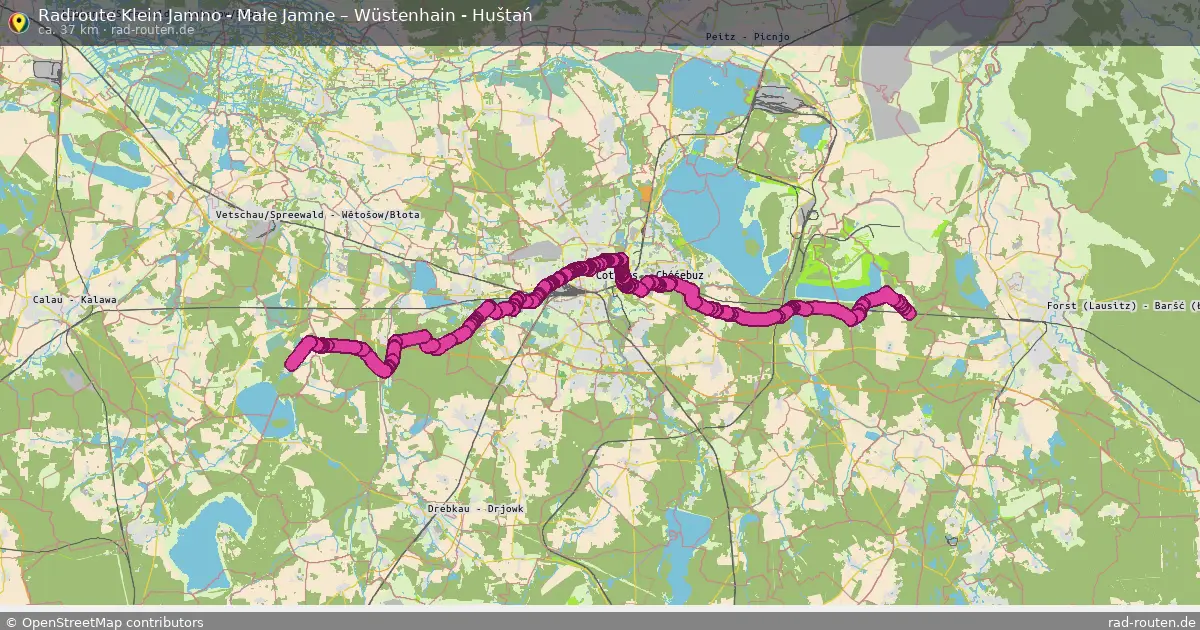 Radtour Klein Jamno - Małe Jamne – Wüstenhain - Huštań