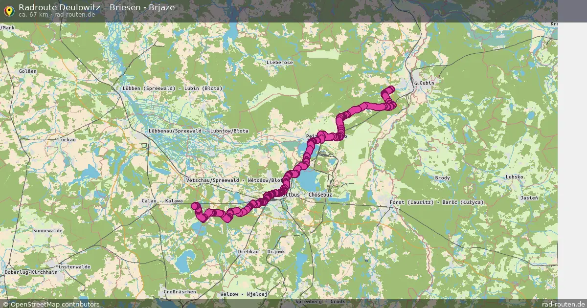 Fahrradroute Deulowitz – Briesen - Brjaze (67 km) – Rad-Routen.de