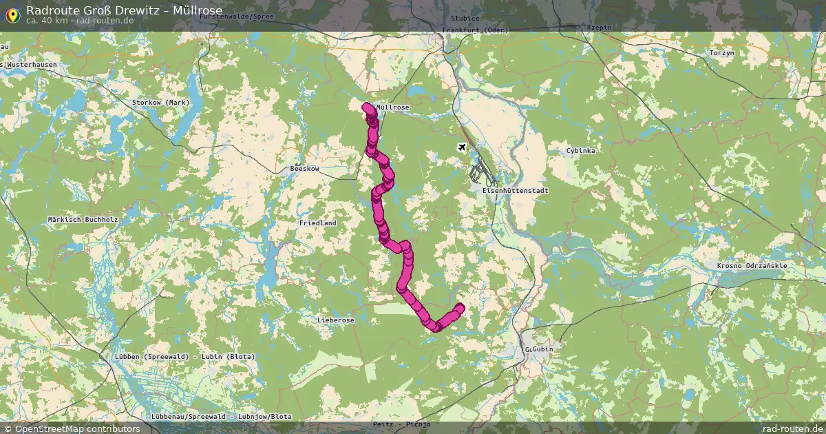 Fahrradroute Groß Drewitz – Müllrose (40 km) – Rad-Routen.de